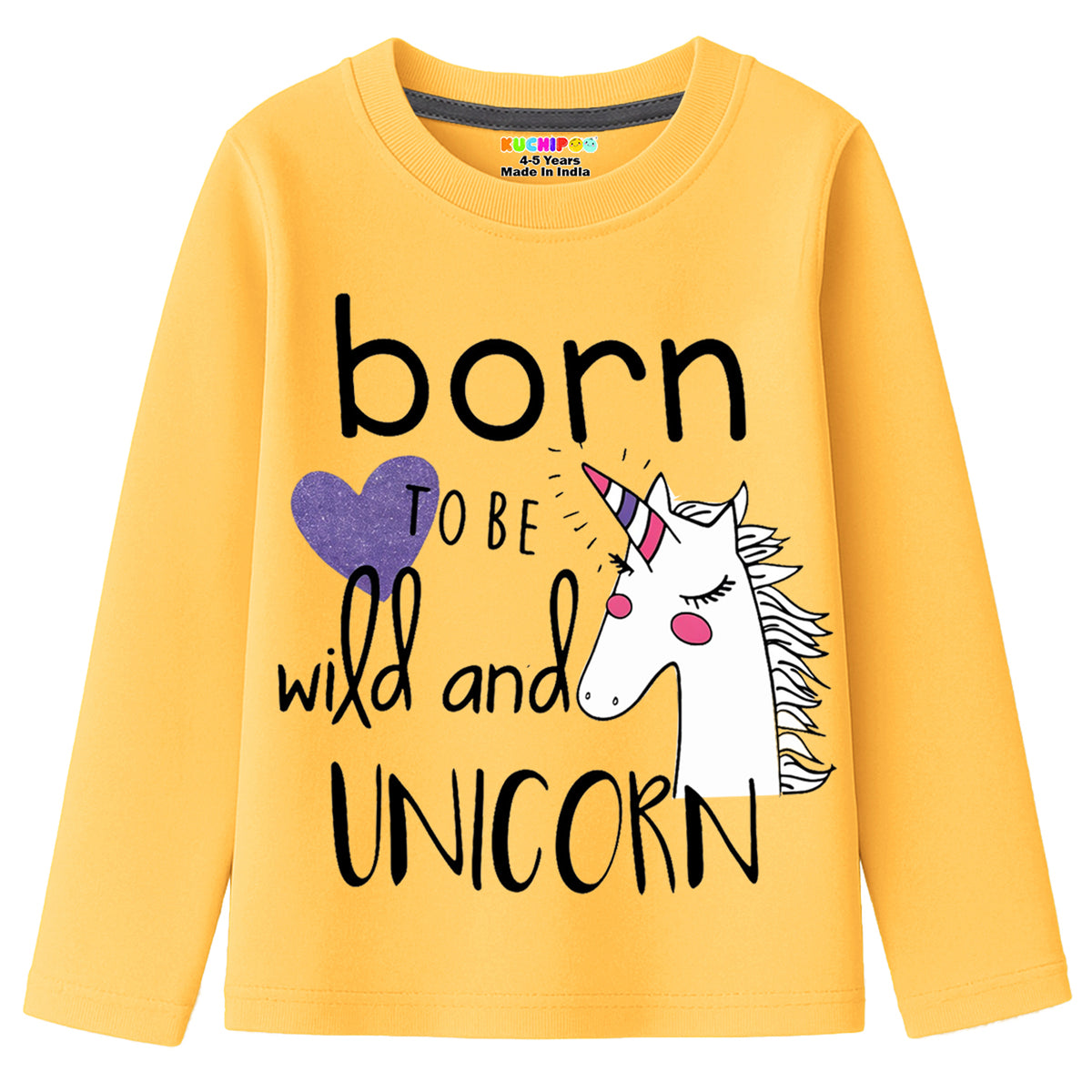 Kuchipoo Girls Cotton Printed T-Shirts | Full Sleeve Round Neck | Soft & Comfortable Casual Wear for Kids | Pack of 5