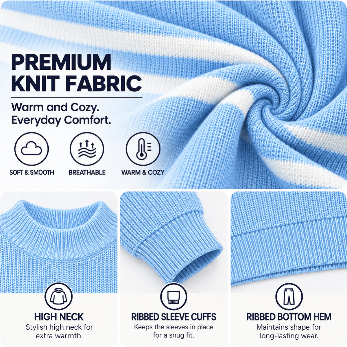 Kuchipoo Boys' Winter Wear Knitted Sweater | Full Sleeves Warm Pullover | Casual & Stylish Kids' Jumper