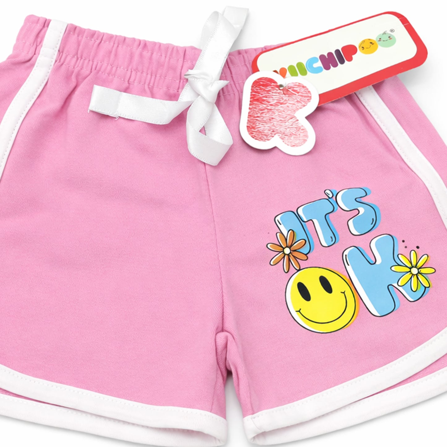 Kuchipoo Girls Cotton Printed Shorts | Soft & Breathable Fabric | Elastic Waist with Drawstring | Casual Summer Wear | Pack of 3