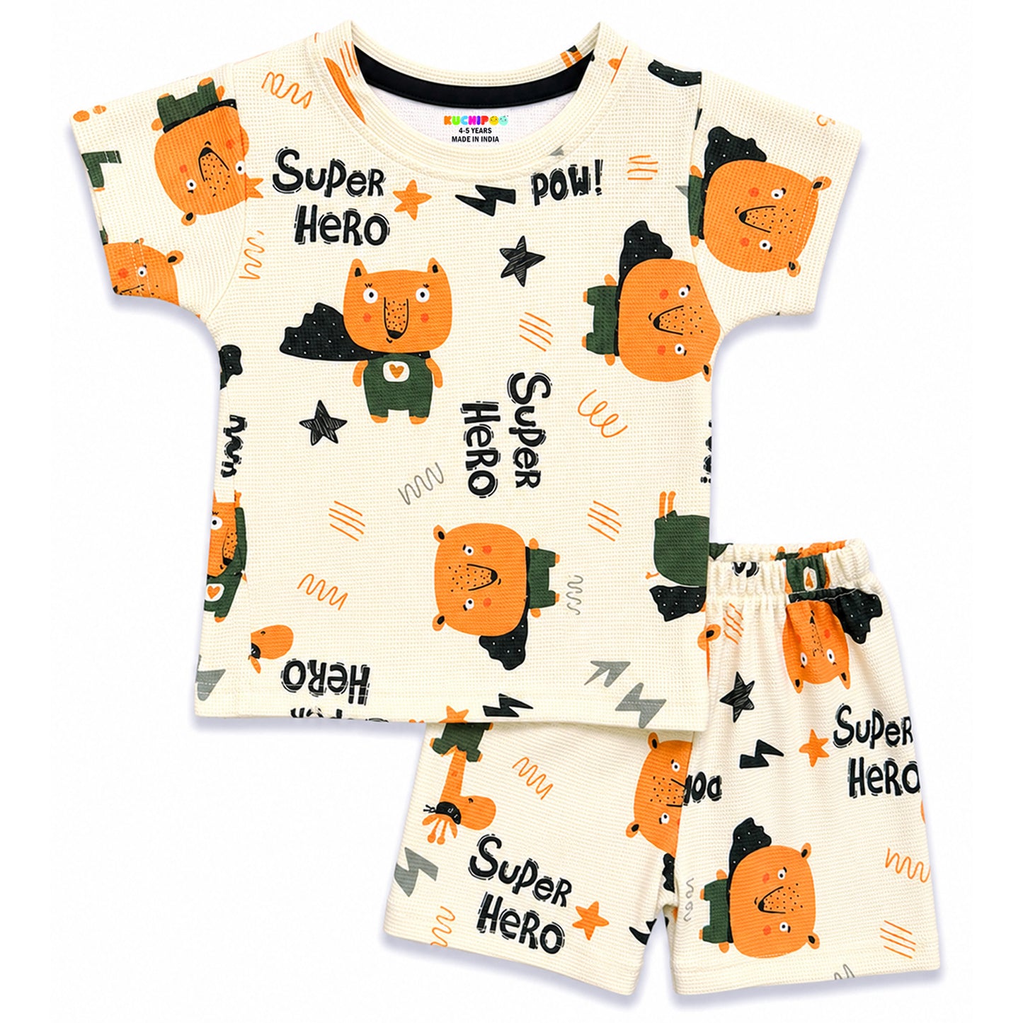 Kuchipoo Boys Cotton T-Shirt & Shorts | Printed Summer Wear Set | Soft & Comfortable Kids Clothing | Pack of 3