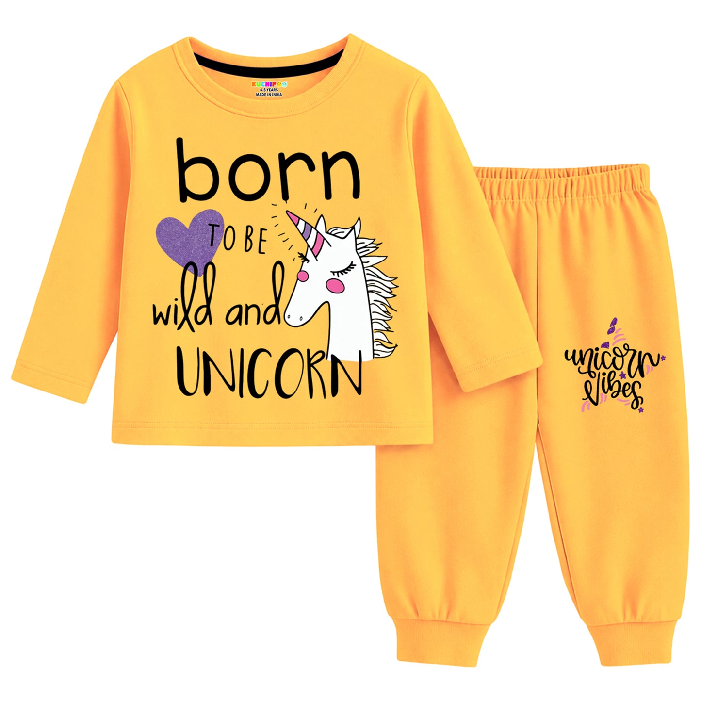 Kuchipoo Girls Regular Fit Cotton T-Shirts and Pyjamas Clothing Set-Pack of 3