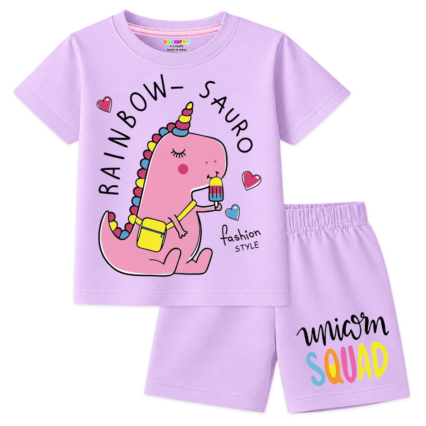 Kuchipoo Girls Cotton T-Shirt & Shorts | Printed Summer Wear Set | Soft & Comfortable Kids Clothing | Pack of 3