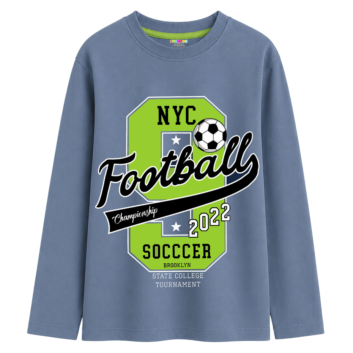 Kuchipoo Boys Cotton Printed T-Shirts | Full Sleeve Round Neck | Soft & Comfortable Casual Wear for Kids | Pack of 5