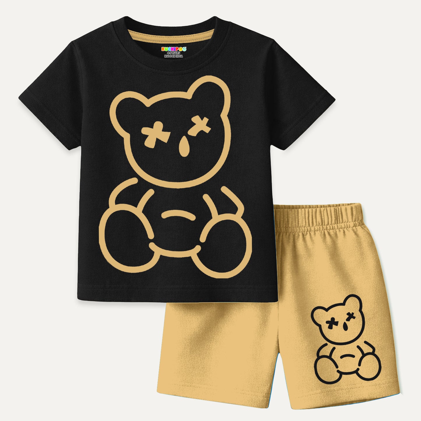Kuchipoo Boys Cotton T-Shirt & Shorts | Printed Summer Wear Set | Soft & Comfortable Kids Clothing | Pack of 3