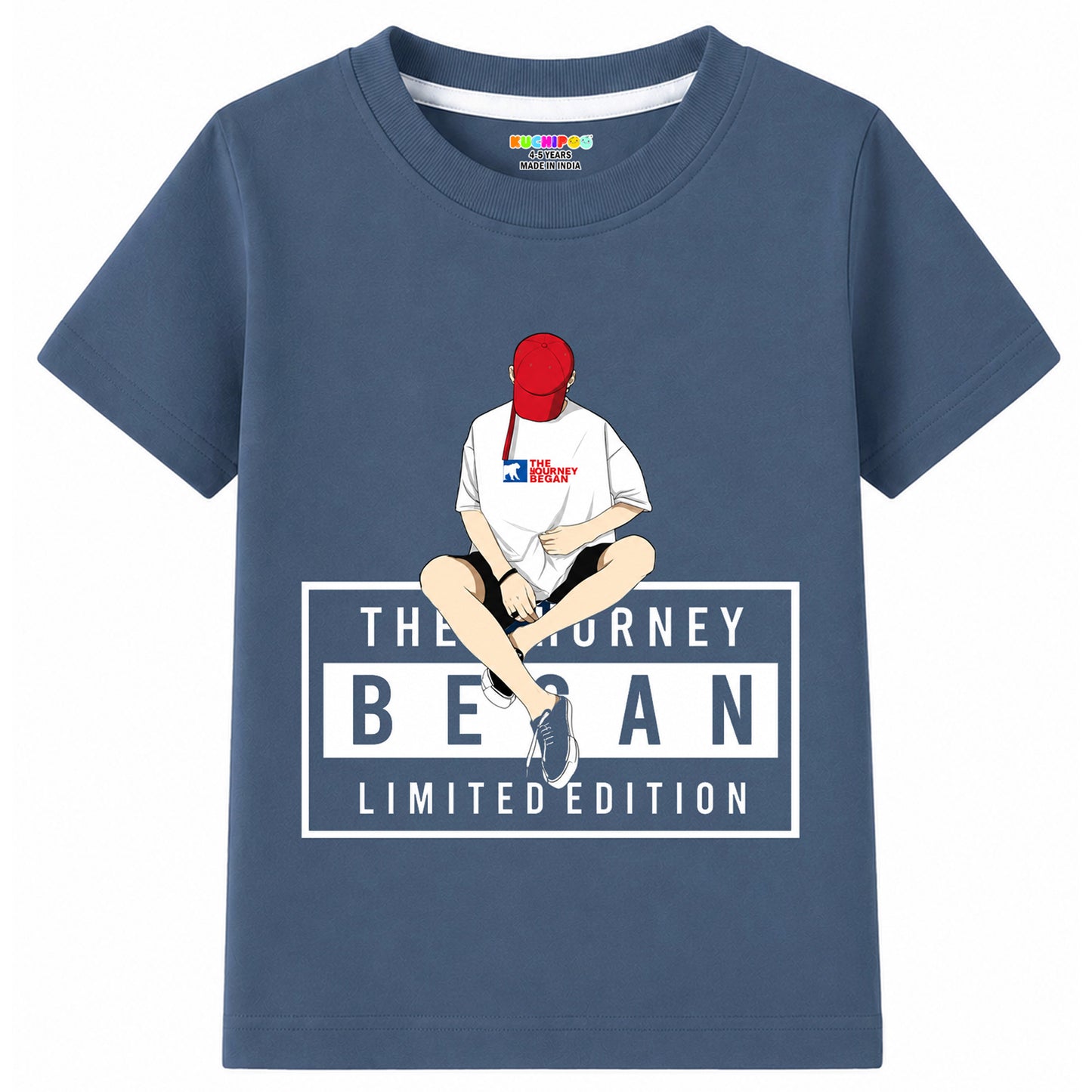 Kuchipoo Boys Cotton Printed T-Shirts | Half Sleeve Round Neck | Soft & Comfortable Casual Wear for Kids | Pack of 5