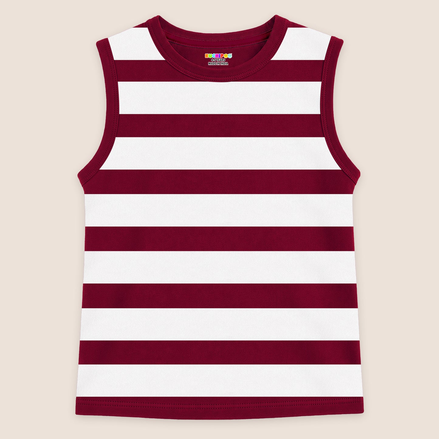 Kuchipoo Boys Sleeveless Cotton Tshirts | Printed Round Neck Kids Tshirts for Summer Wear | Pack of 4