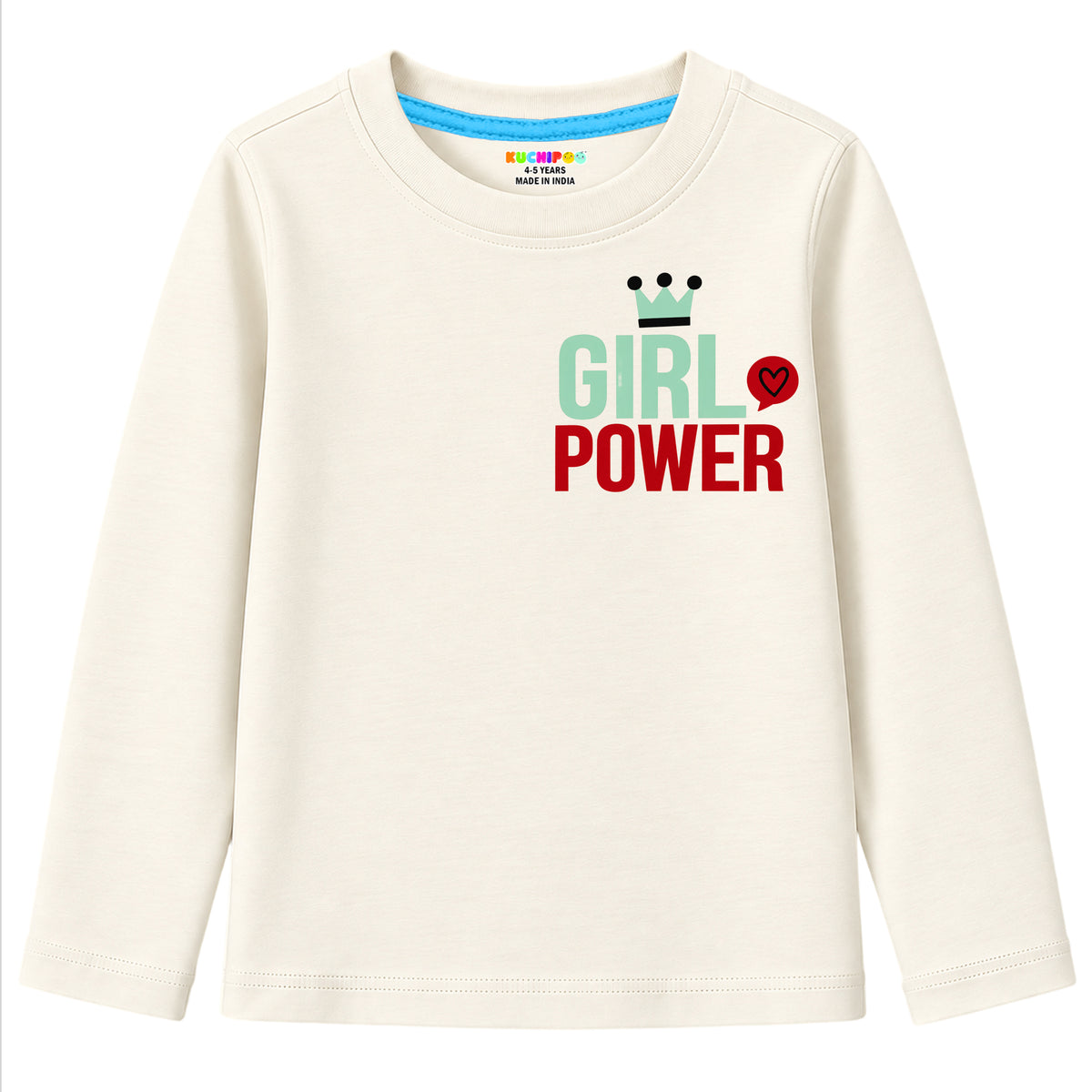 Kuchipoo Girls Cotton Printed T-Shirts | Full Sleeve Round Neck | Soft & Comfortable Casual Wear for Kids | Pack of 5