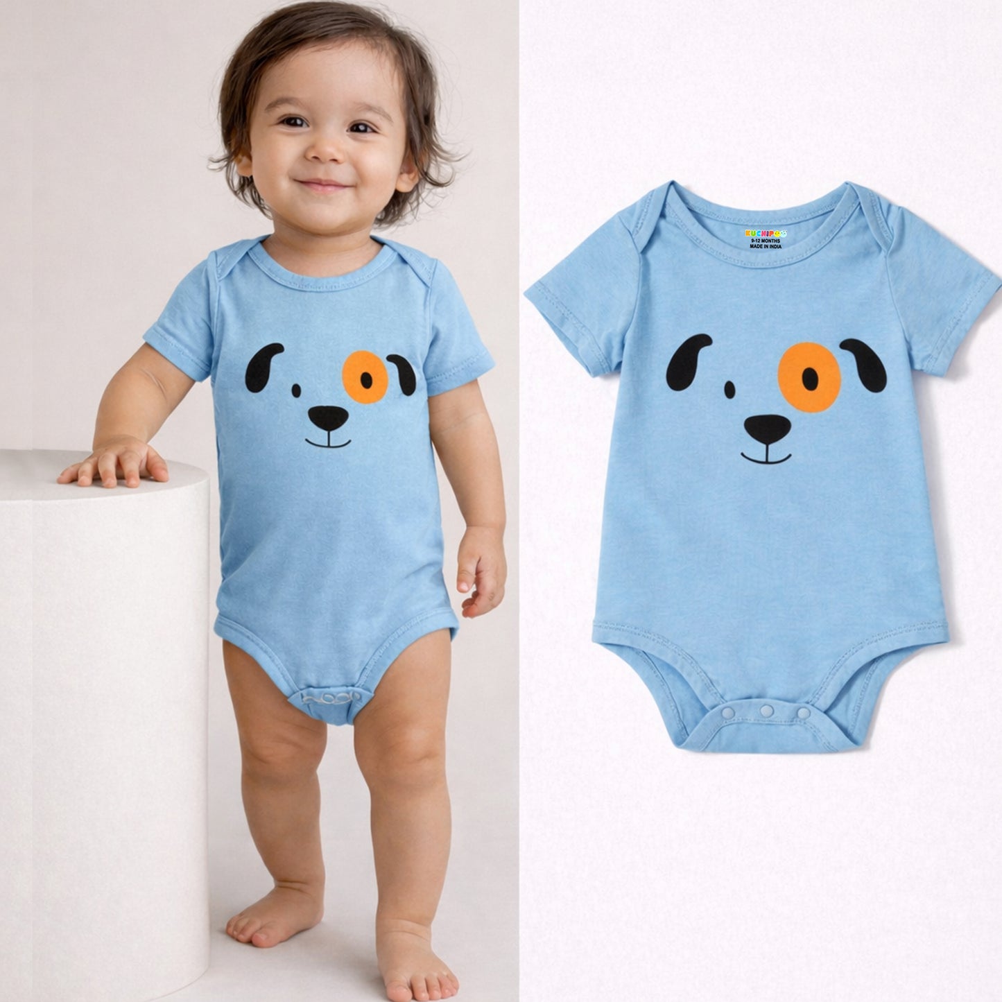 Kuchipoo 100% Cotton Baby Bodysuit Romper | Soft & Breathable Infant Clothing | Short Sleeve, Envelope Neck, Snap Button Closure | Pack of 3