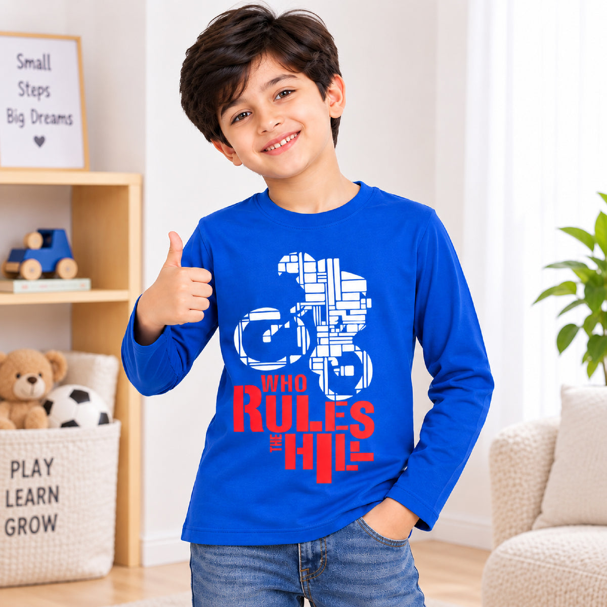 Kuchipoo Boys Cotton Printed T-Shirts | Full Sleeve Round Neck | Soft & Comfortable Casual Wear for Kids | Pack of 5