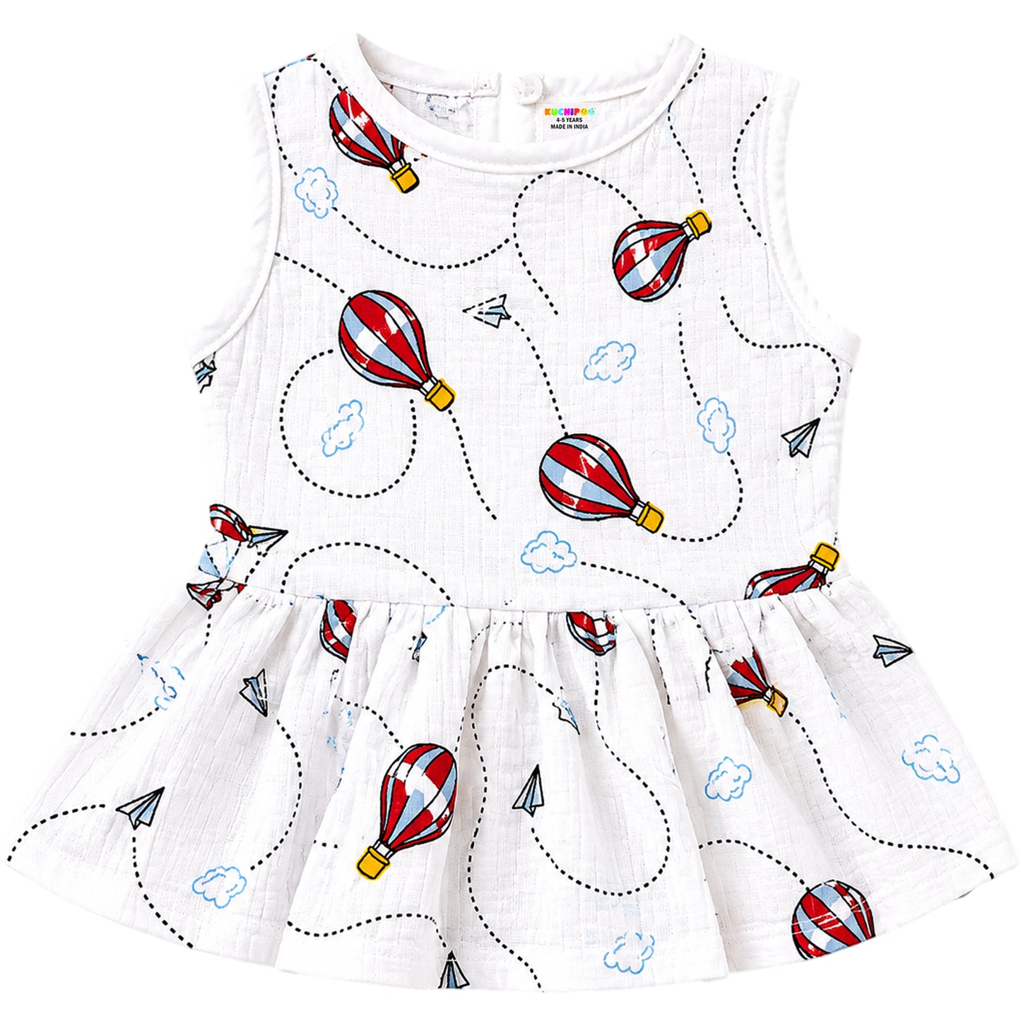 Kuchipoo Baby Girls 100% Muslin Cotton Frocks - Pack of 3