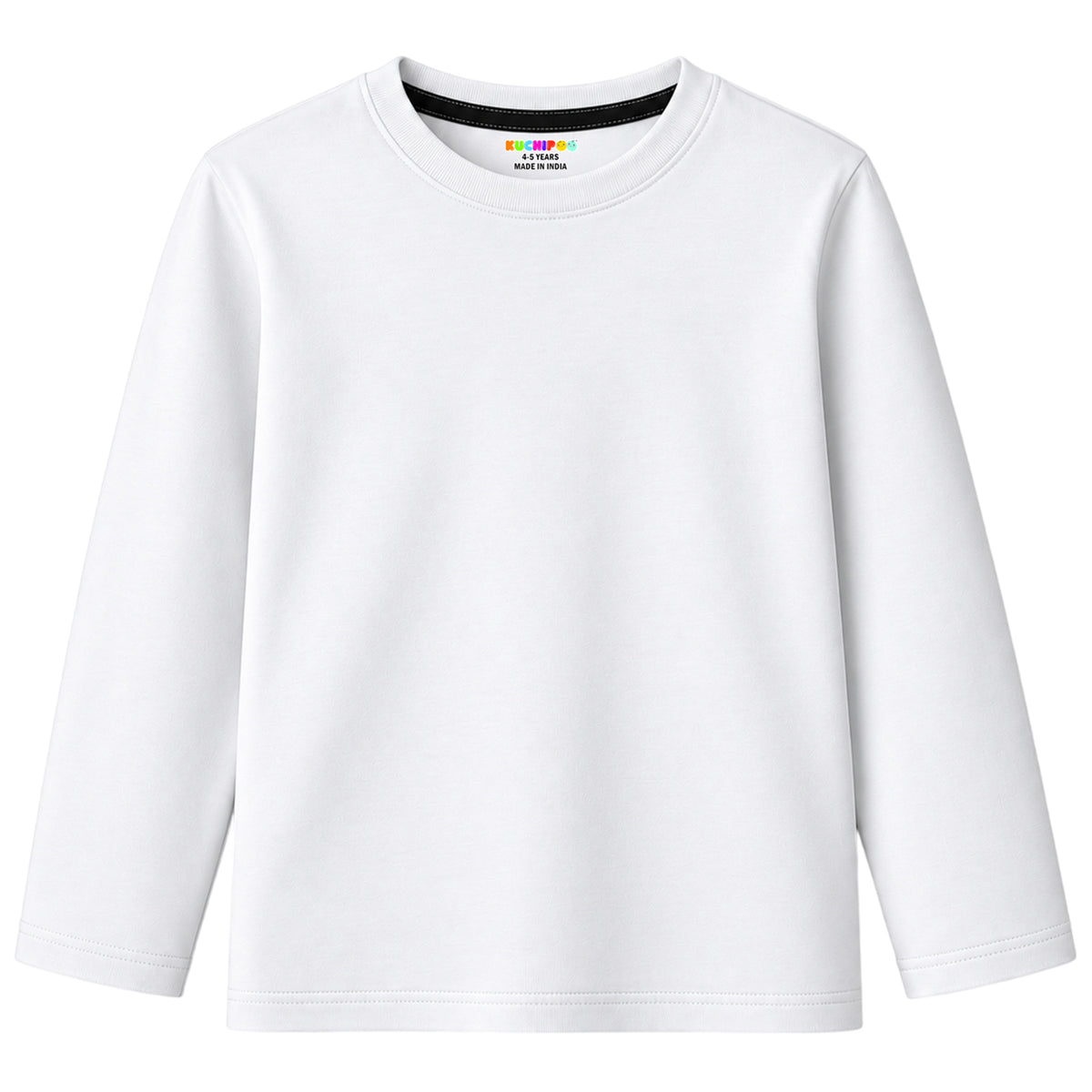 Kuchipoo Boys Cotton Solid T-Shirts | Full Sleeve Round Neck | Soft & Comfortable Casual Wear for Kids | Pack of 5