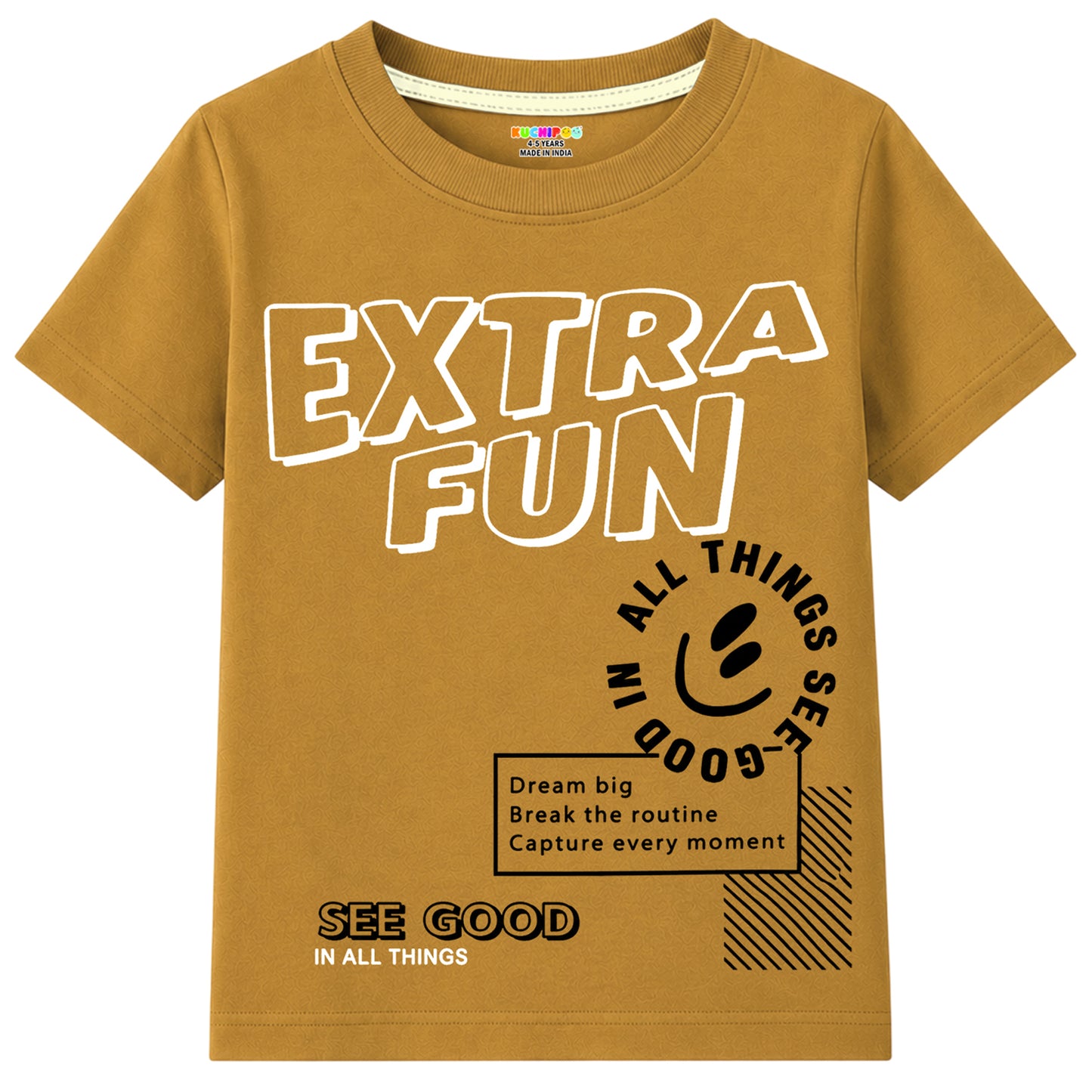 Kuchipoo Boys Cotton Printed T-Shirts | Half Sleeve Round Neck | Soft & Comfortable Casual Wear for Kids | Pack of 5