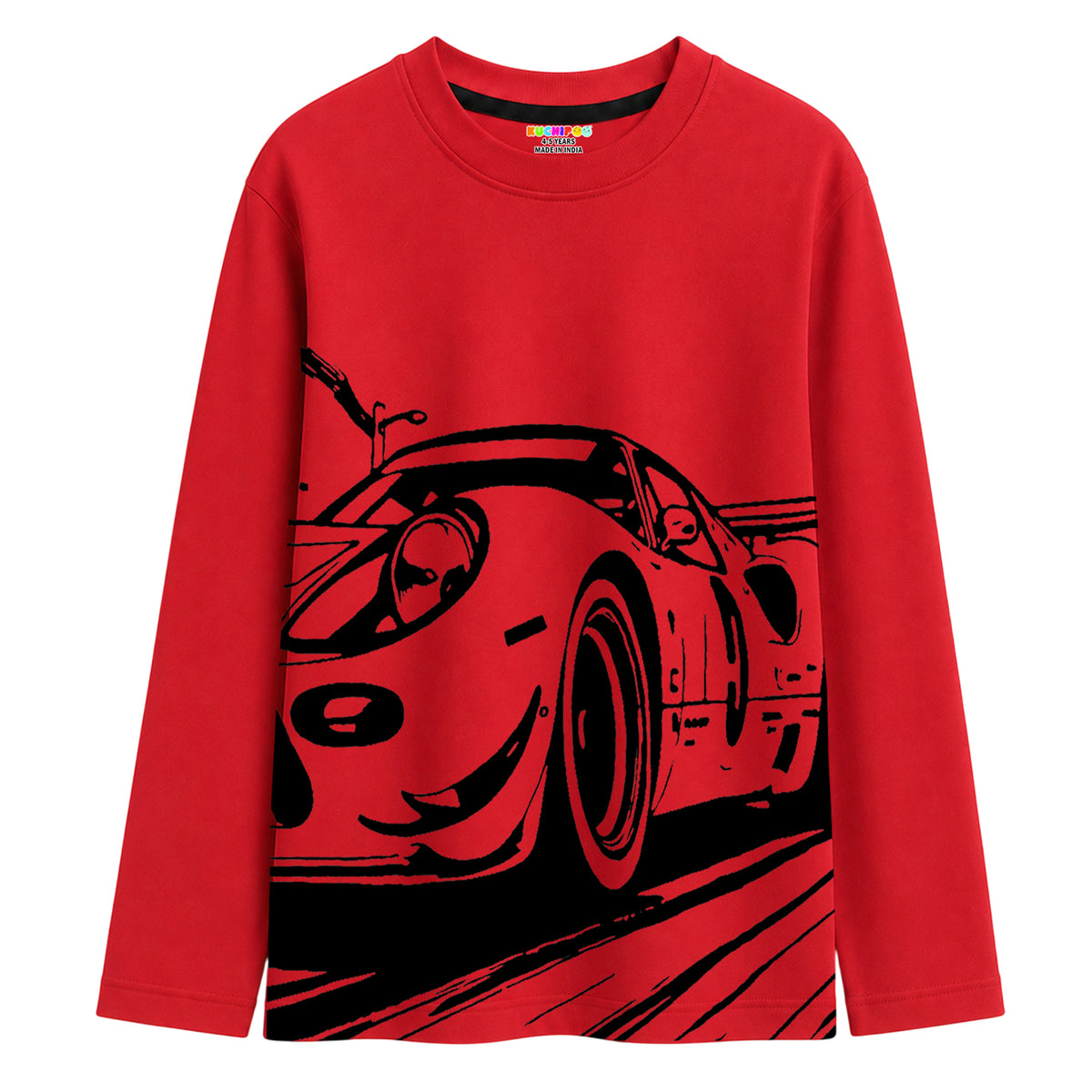 Kuchipoo Boys Cotton Printed T-Shirts | Full Sleeve Round Neck | Soft & Comfortable Casual Wear for Kids | Pack of 5