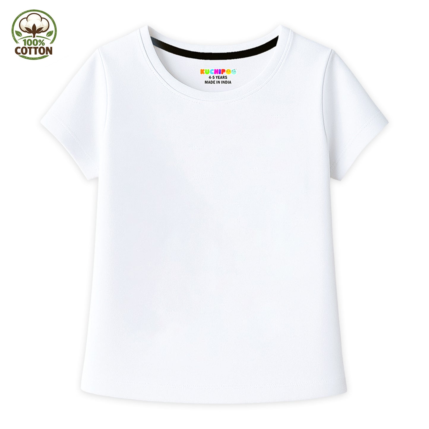 Kuchipoo Girls 100% Cotton Half Sleeve T-Shirt | Soft & Breathable Fabric | Round Neck Plain Solid Tee | Comfortable Pack of 4