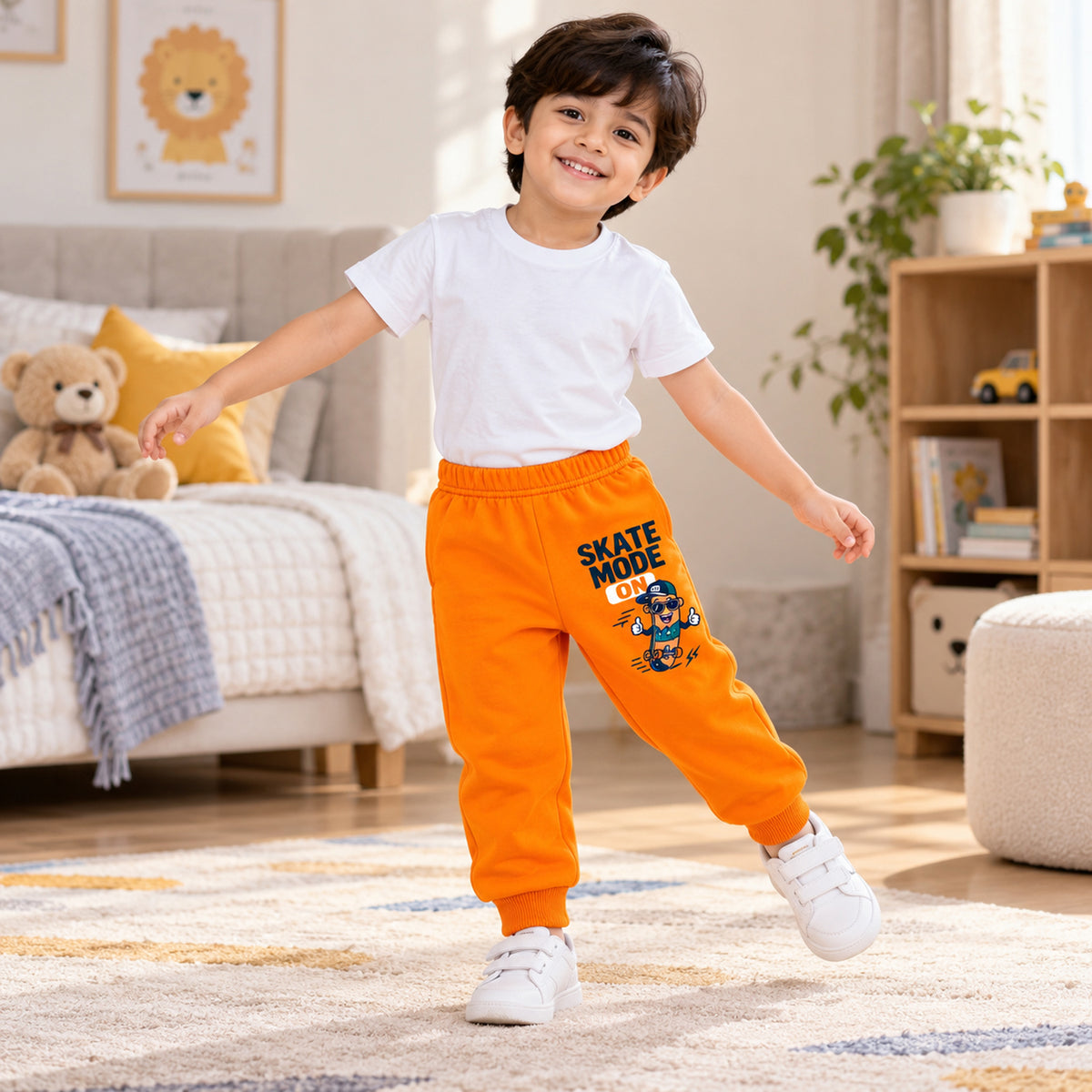 Kuchipoo Boys Printed Fleece Joggers Track Pants with Elastic Waistband & Ribbed Cuffs | Soft & Comfortable Winter Wear | Pack of 4