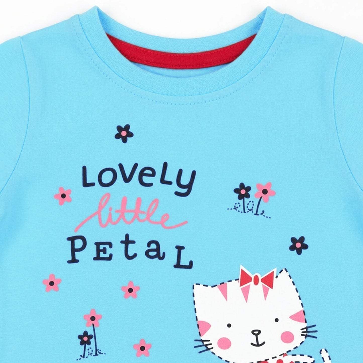Kuchipoo Girls Cotton T-shirts & Pajamas Set | Full Sleeve Printed Top & Pajama | Soft & Breathable Sleepwear | Comfortable Elastic Waist | Pack of 3