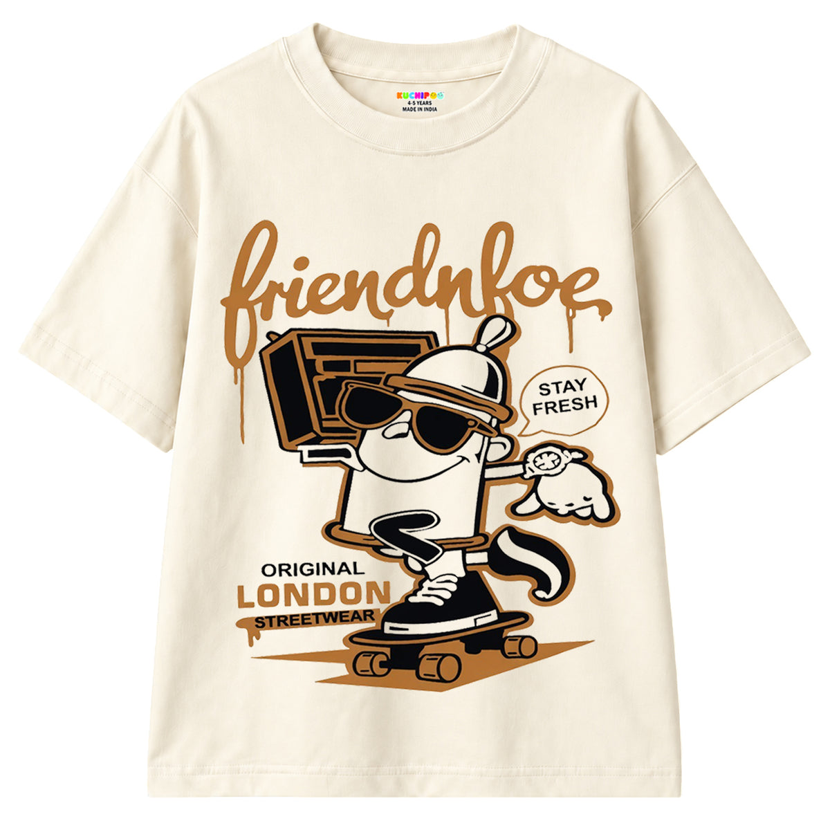 Kuchipoo Boys Cotton Printed T-Shirts | Half Sleeve Round Neck | Soft & Comfortable Casual Wear for Kids | Pack of 5