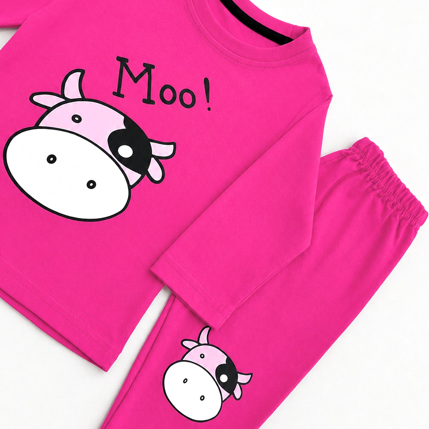 Kuchipoo Girls Cotton T-shirts & Pajamas Set | Full Sleeve Printed Top & Pajama | Soft & Breathable Sleepwear | Comfortable Elastic Waist | Pack of 3