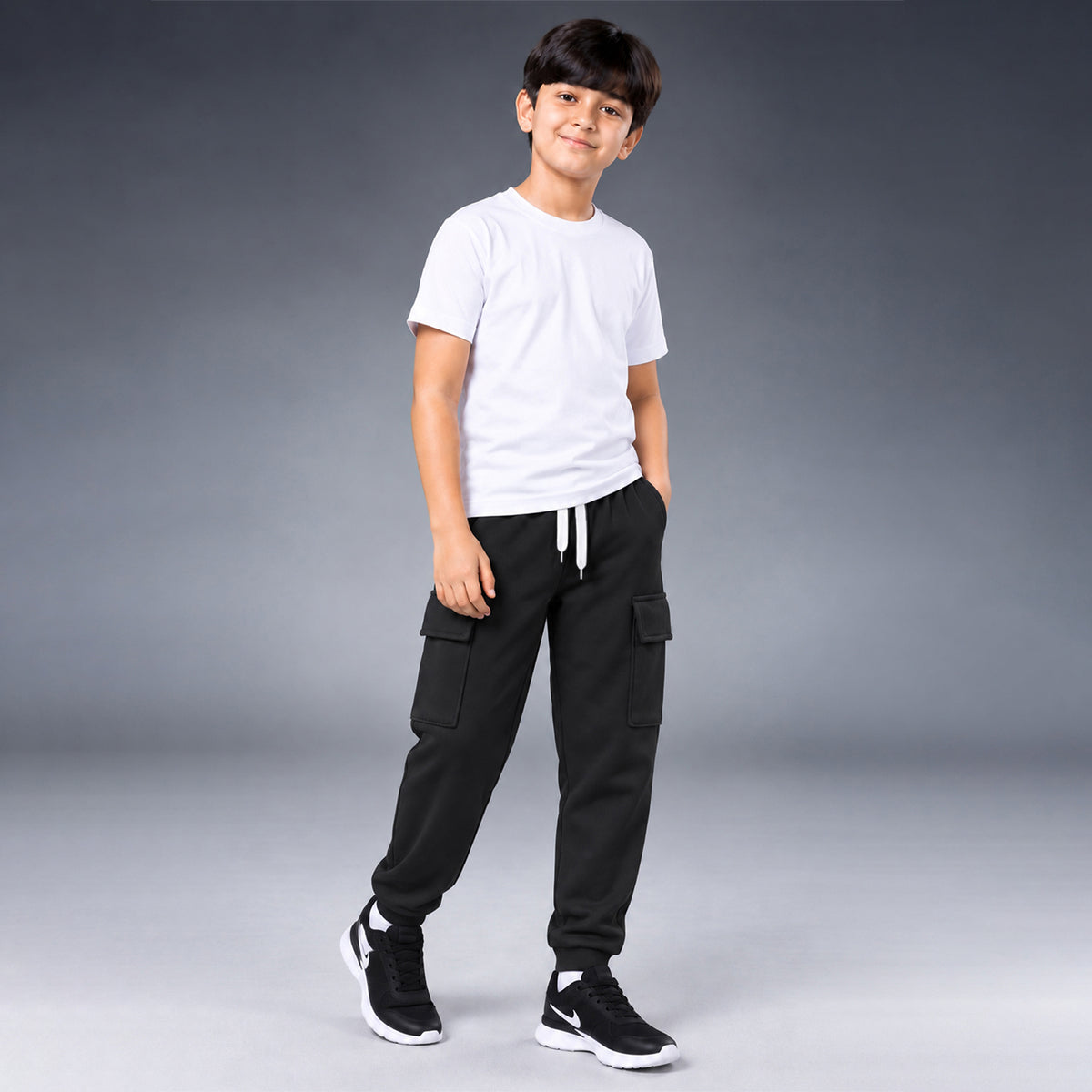 Kuchipoo Boys 4 Pocket Cargo Jogger Pants | Regular Fit Track Pants with Utility Pockets | Soft & Comfortable Casual Wear | Pack of 3