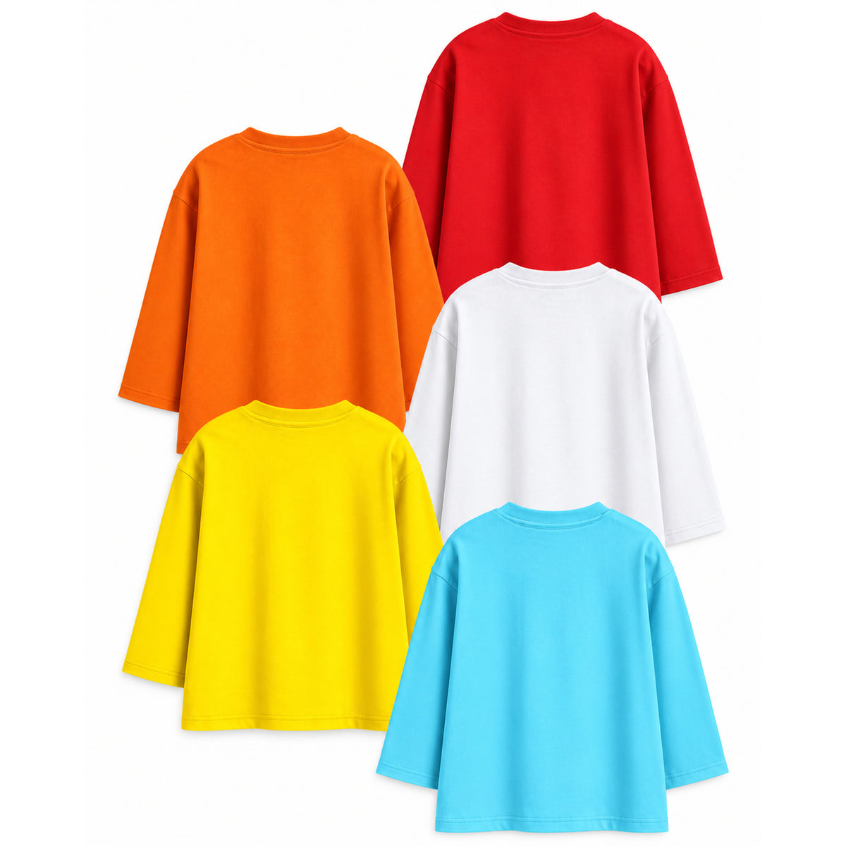 Kuchipoo Boys Full Sleeves Regular Fit Cotton T-Shirt - Pack of 5