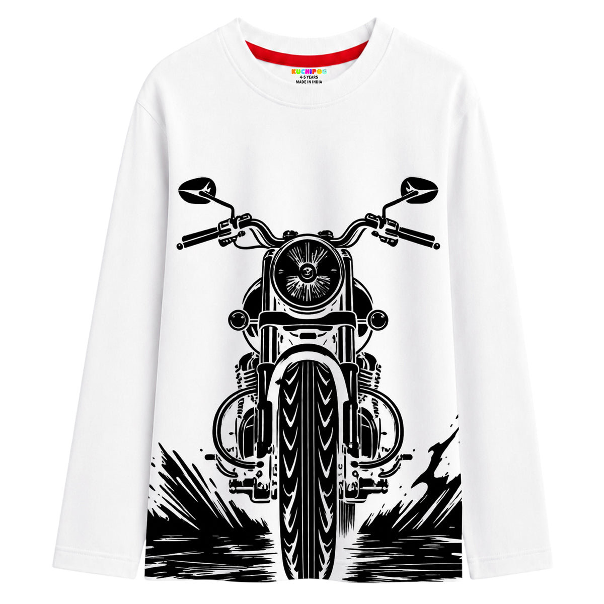 Kuchipoo Boys Cotton Printed T-Shirts | Full Sleeve Round Neck | Soft & Comfortable Casual Wear for Kids | Pack of 5