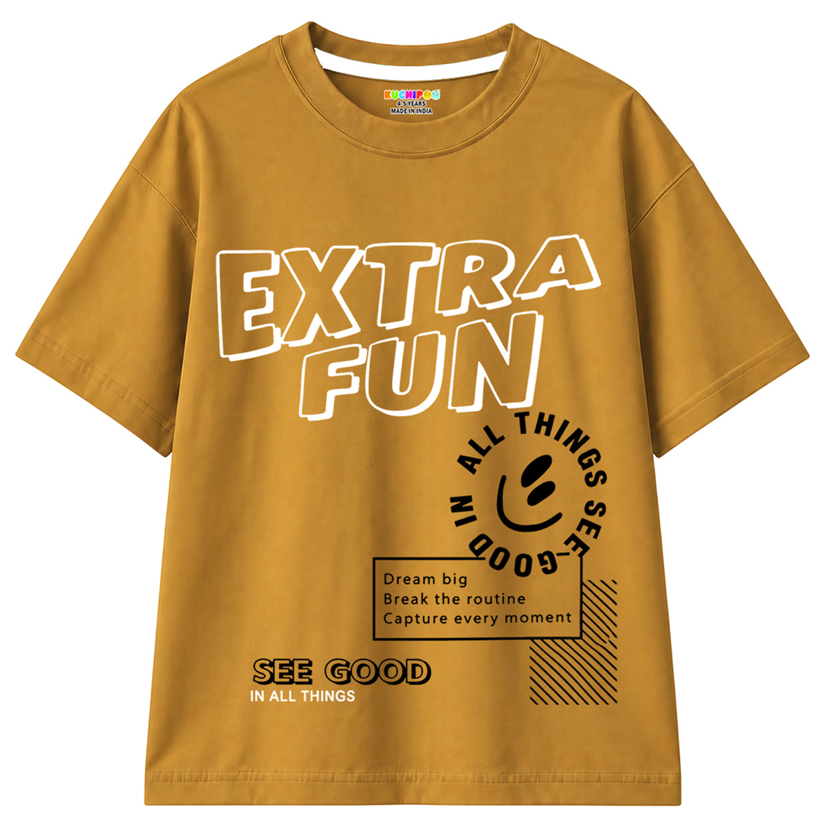 Kuchipoo Boys Cotton Printed T-Shirts | Half Sleeve Round Neck | Soft & Comfortable Casual Wear for Kids | Pack of 5