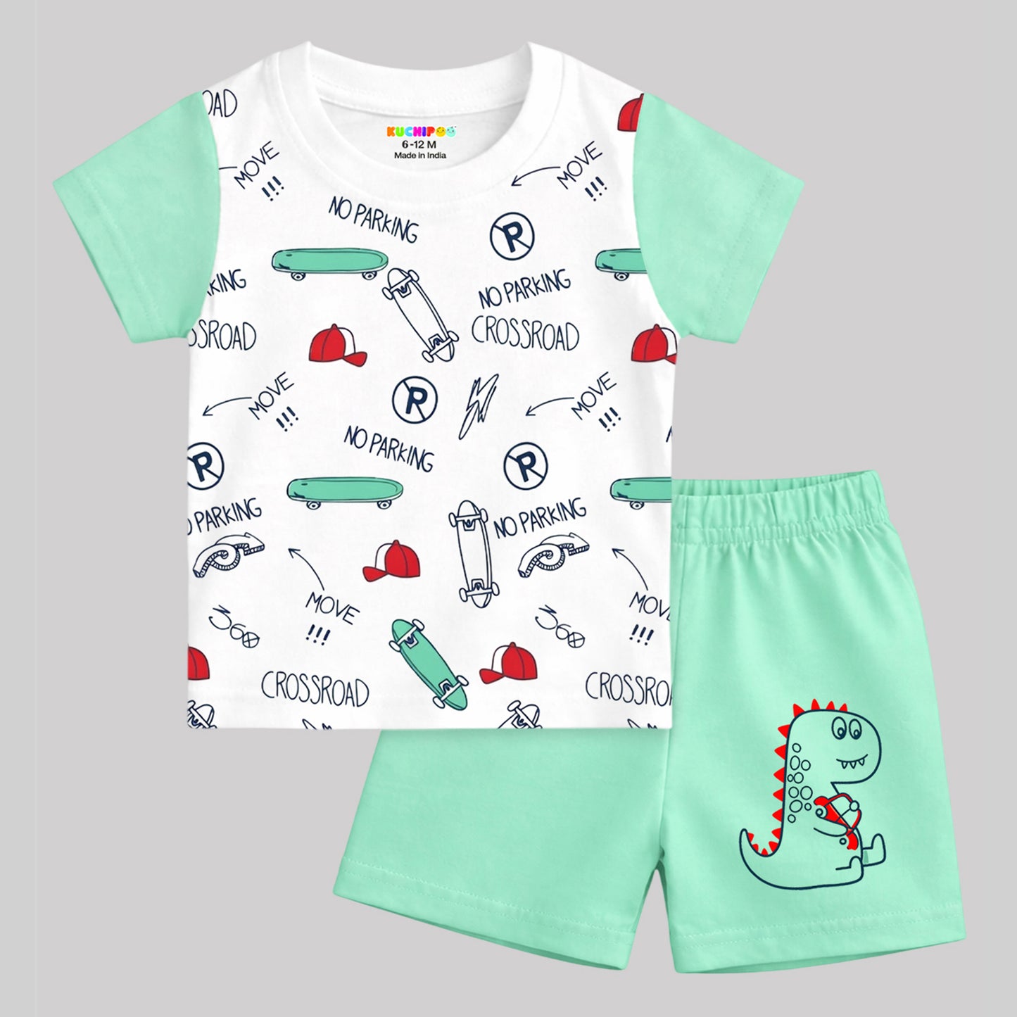 Kuchipoo Boys 100% Cotton T-Shirt & Shorts Set | Printed Summer Wear Set | Soft & Comfortable Kids Clothing | Pack of 4