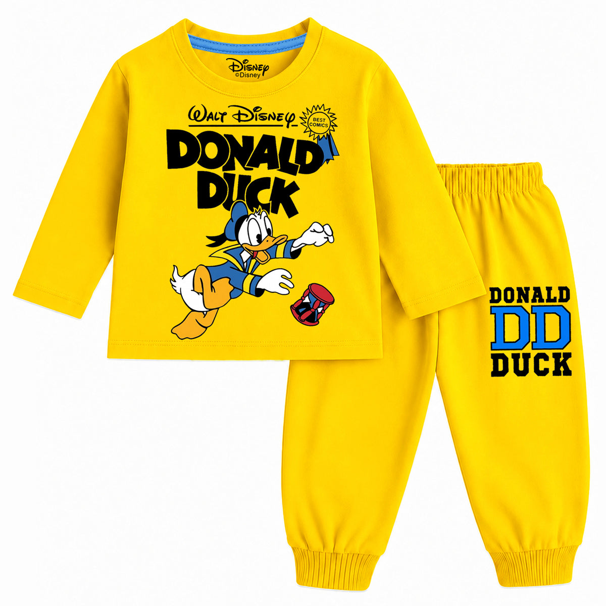 Kuchipoo © Disney Boys Mickey Mouse Printed Cotton T-Shirt & Pyjama Set | Full Sleeve Casual Wear | Pack of 3 Sets