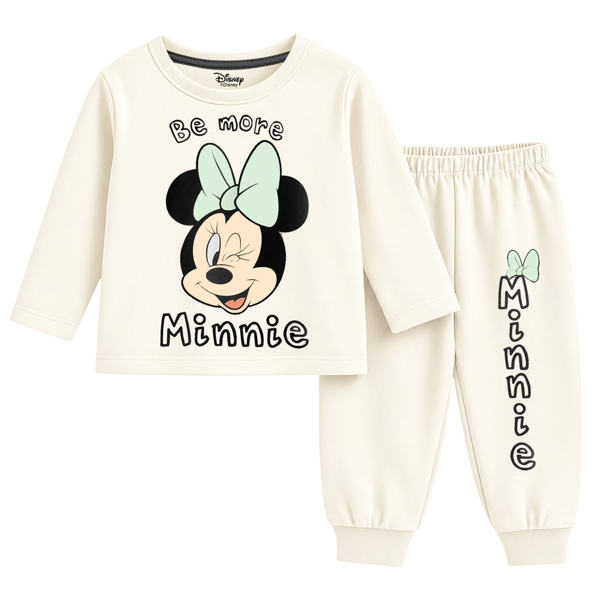 Kuchipoo © Disney Girls Minnie Mouse Printed Cotton T-Shirt & Pyjama Set | Full Sleeve Casual Wear | Pack of 2 Sets