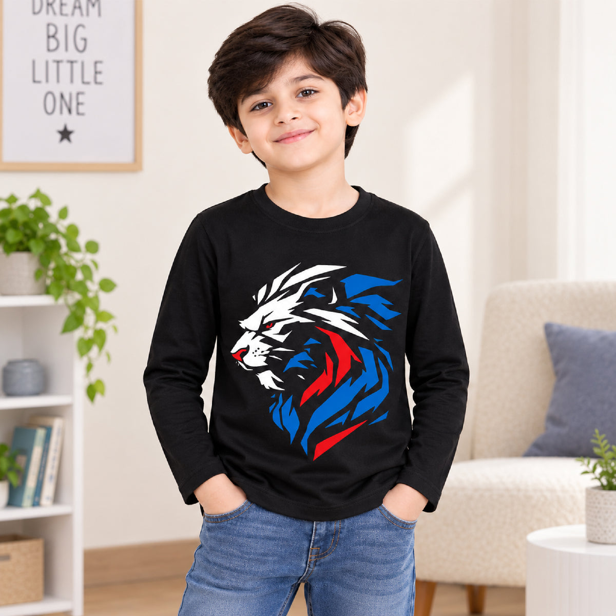 Kuchipoo Boys Cotton Printed T-Shirts | Full Sleeve Round Neck | Soft & Comfortable Casual Wear for Kids | Pack of 5