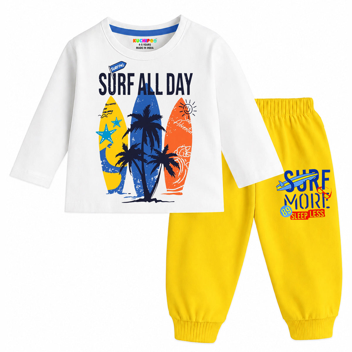 Kuchipoo Boys Cotton Printed T-Shirt & Pyjama Sets | Full Sleeve Regular Fit Casual Clothing Sets | Pack of 3