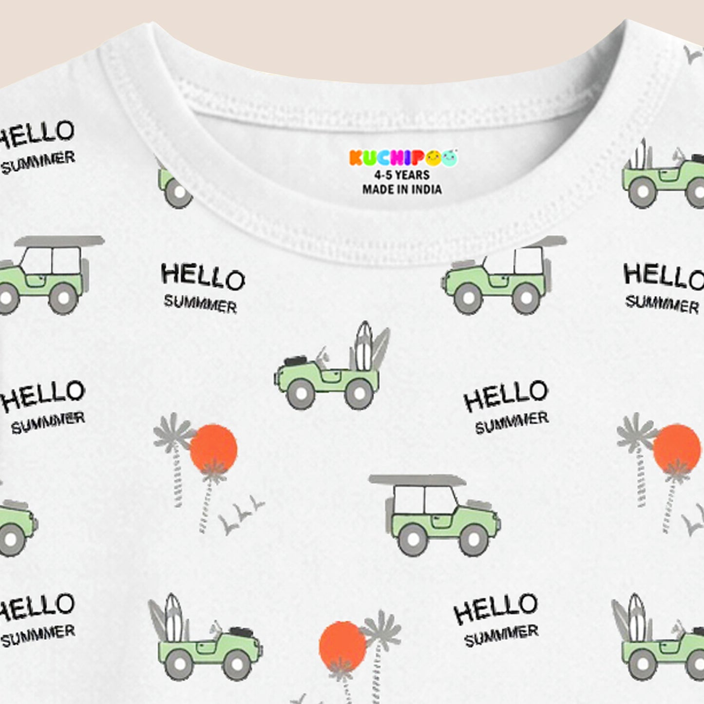 Kuchipoo Boys Sleeveless 100% Cotton T-Shirt | Cute Graphic Print | Soft & Breathable Fabric | Round Neck Summer Top | Casual for Baby Boys and Baby Girls | Pack of 5