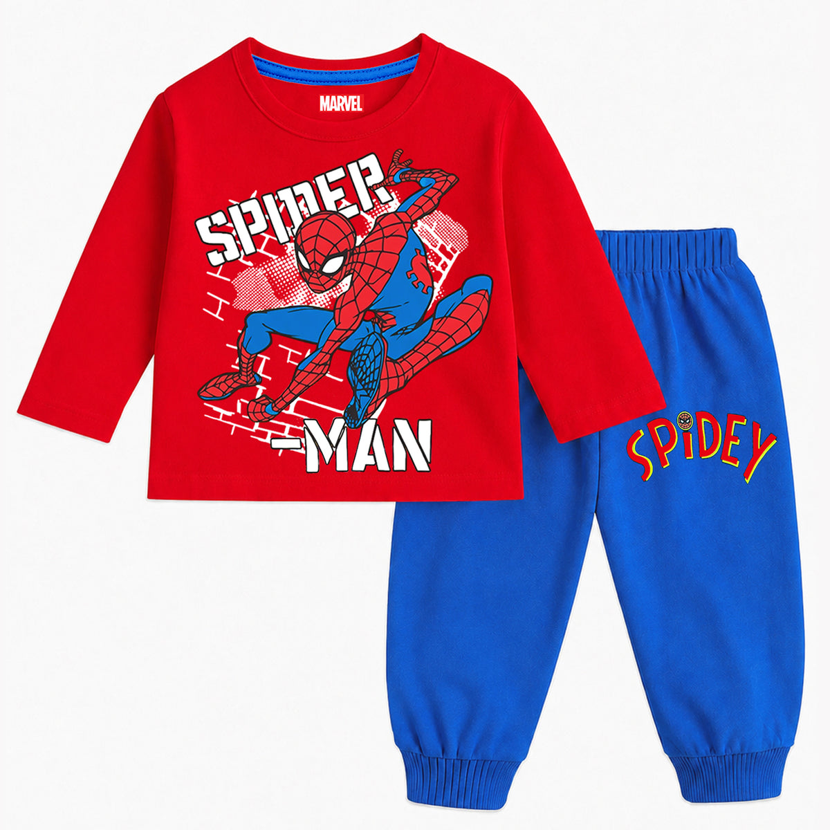 Kuchipoo © Marvel Boys Spiderman Printed Cotton T-Shirt & Pyjama Set | Full Sleeve Casual Wear | Pack of 3 Sets