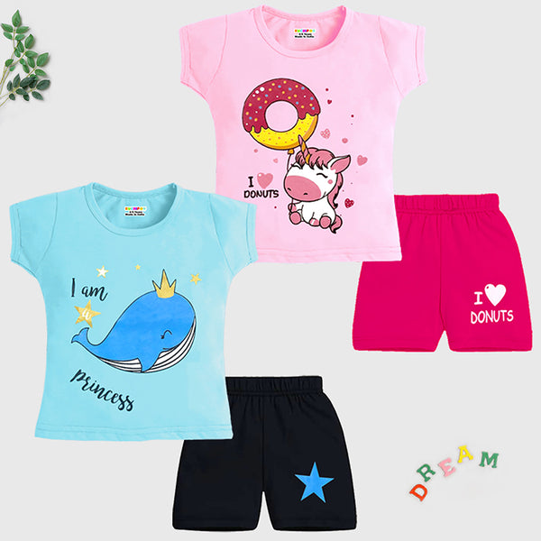 KUCHIPOO GIRLS HALF SLEEVES T-SHIRTS AND SHORTS SET