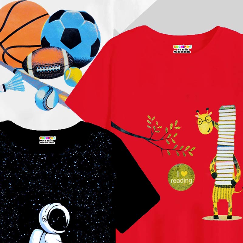 KUCHIPOO Boys Half Sleeves T-Shirts
