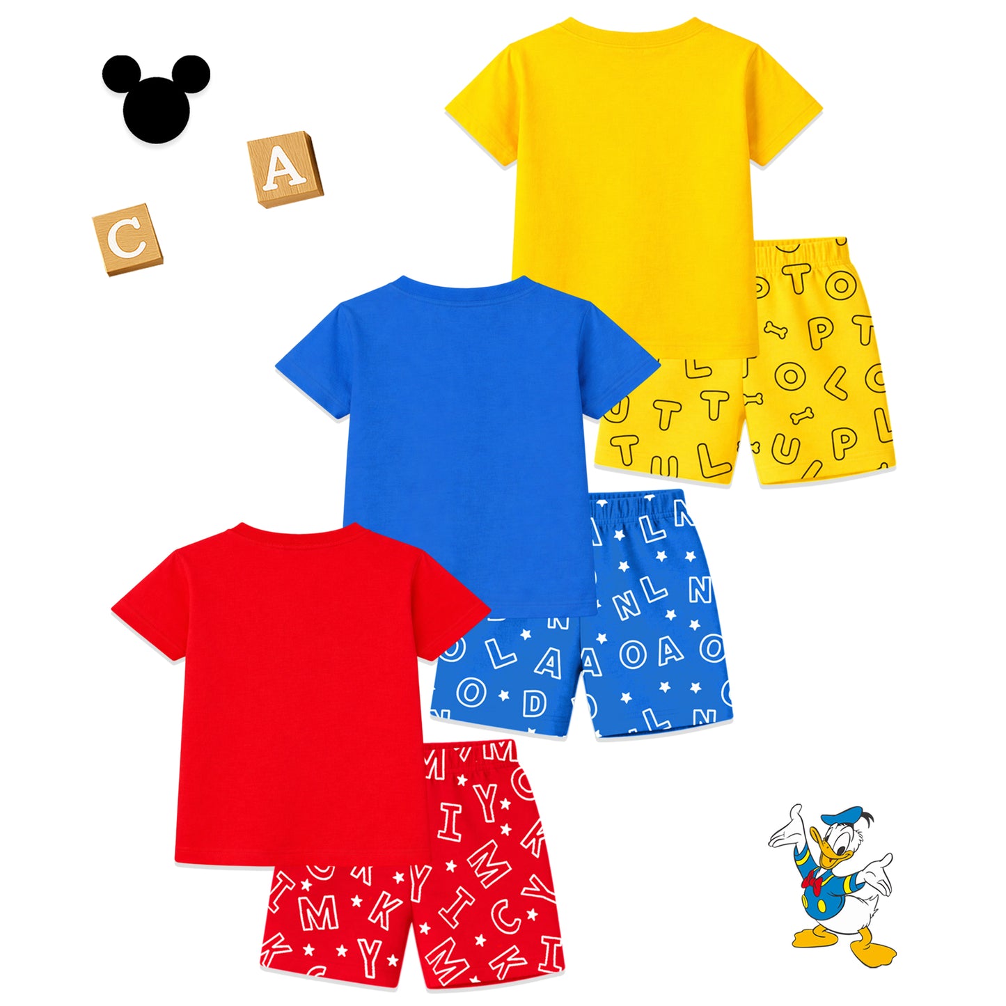 Kuchipoo © Disney Boys Regular Fit Cotton T-Shirts and Shorts Set | Pack of 3
