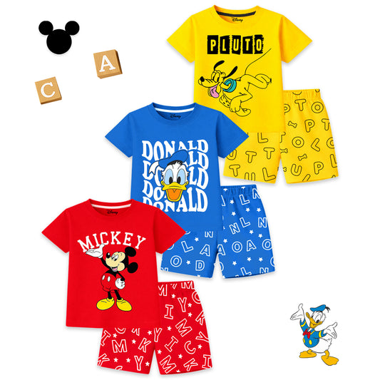 Kuchipoo © Disney Boys Regular Fit Cotton T-Shirts and Shorts Set | Pack of 3