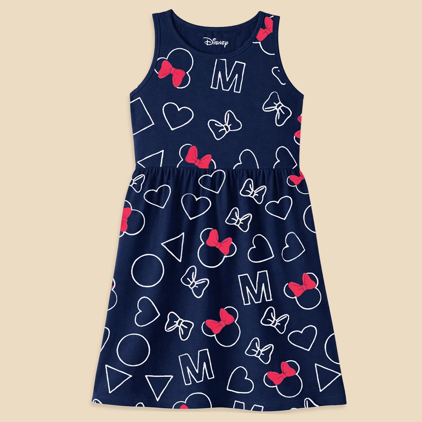 Kuchipoo © Disney Girls Minnie Mouse Printed Sleeveless Cotton Dress Combo | Cute Graphic Summer Casual Frock Set | Pack of 3
