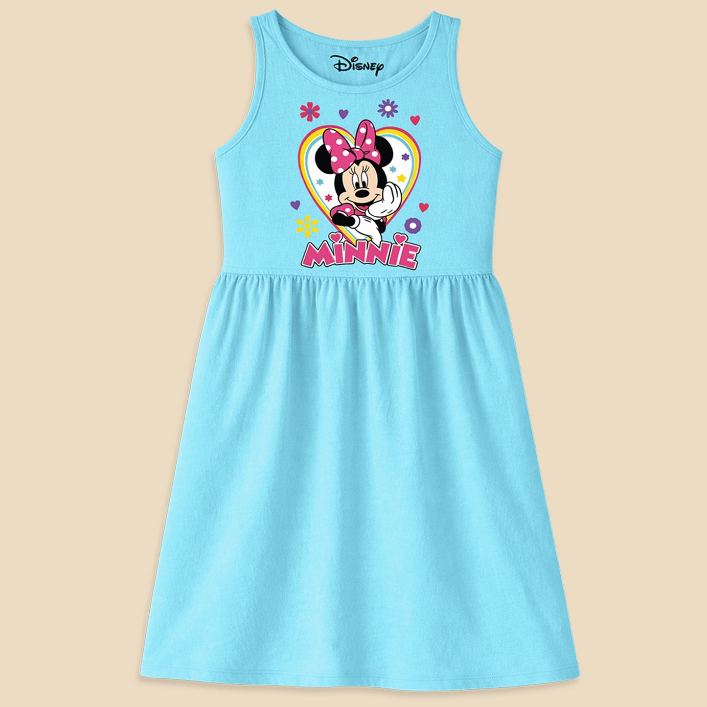 Kuchipoo © Disney Girls Minnie Mouse Printed Sleeveless Cotton Dress Combo | Cute Graphic Summer Casual Frock Set | Pack of 3