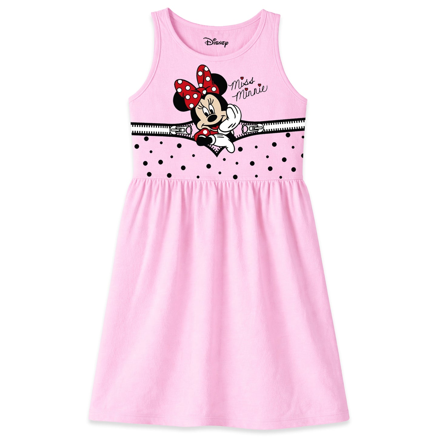 Kuchipoo © Disney Girls Minnie Mouse Printed Sleeveless Cotton Dress Combo | Cute Graphic Summer Casual Frock Set | Pack of 3