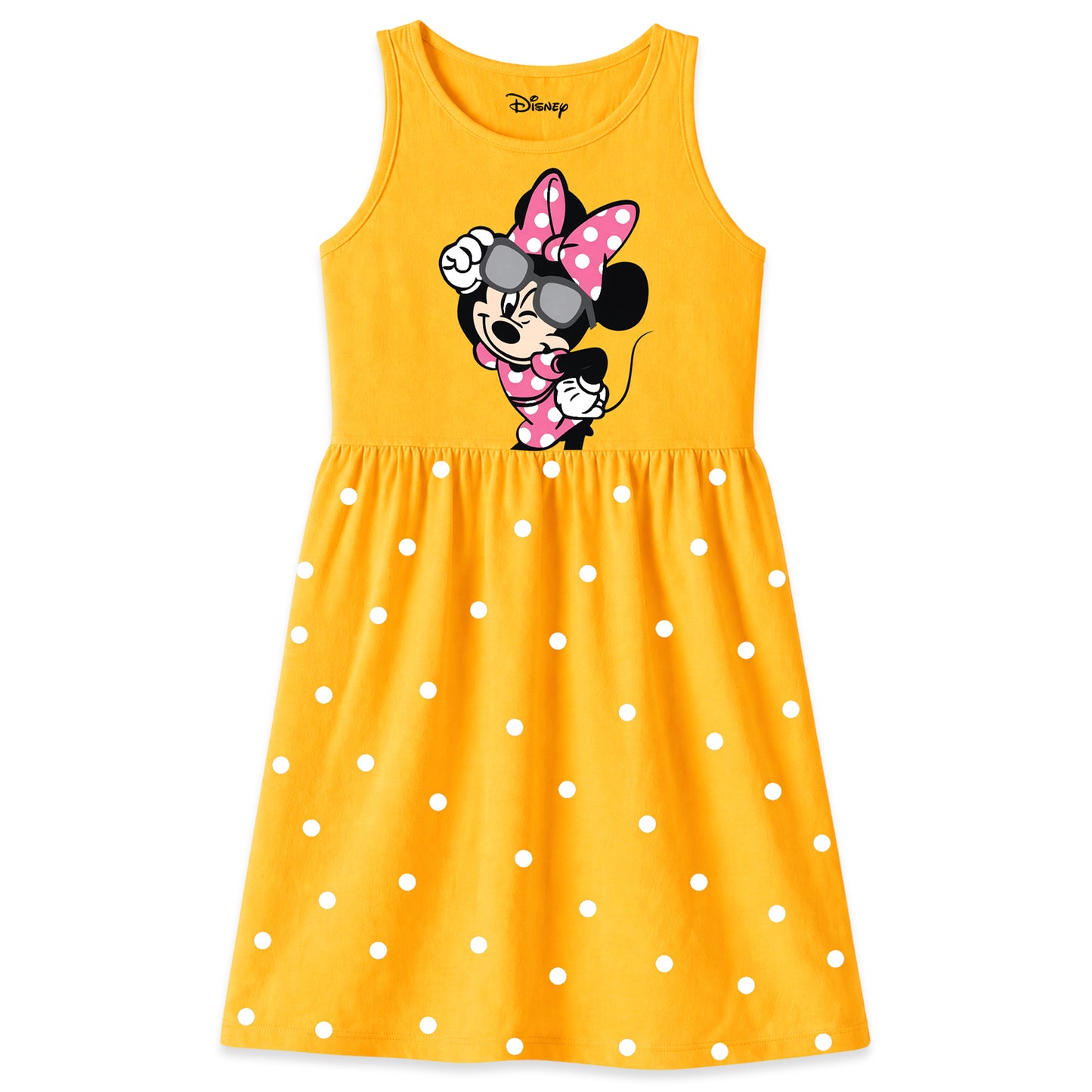 Kuchipoo © Disney Girls Minnie Mouse Printed Sleeveless Cotton Dress Combo | Cute Graphic Summer Casual Frock Set | Pack of 3