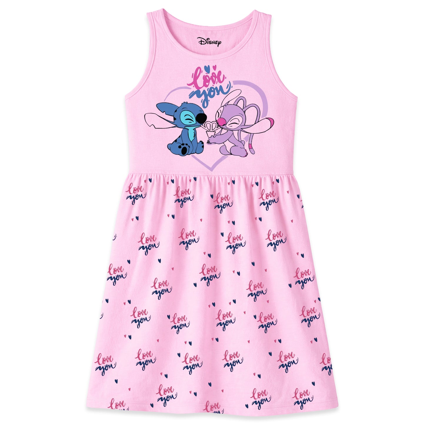 Kuchipoo © Disney | Stitch & Angel | Heart Print | Girls Summer Dress Frock | Pack of 2