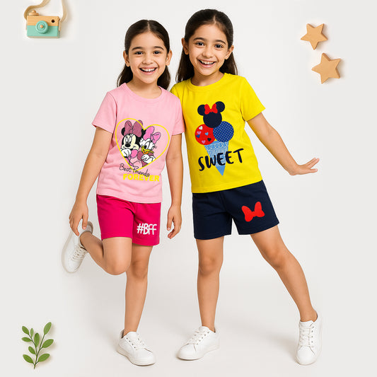 KUCHIPOO © Disney GIRLS HALF SLEEVES T-SHIRTS AND SHORTS SET