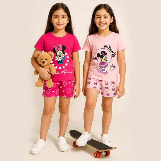 KUCHIPOO @Disney GIRLS HALF SLEEVES T-SHIRTS AND SHORTS SET.