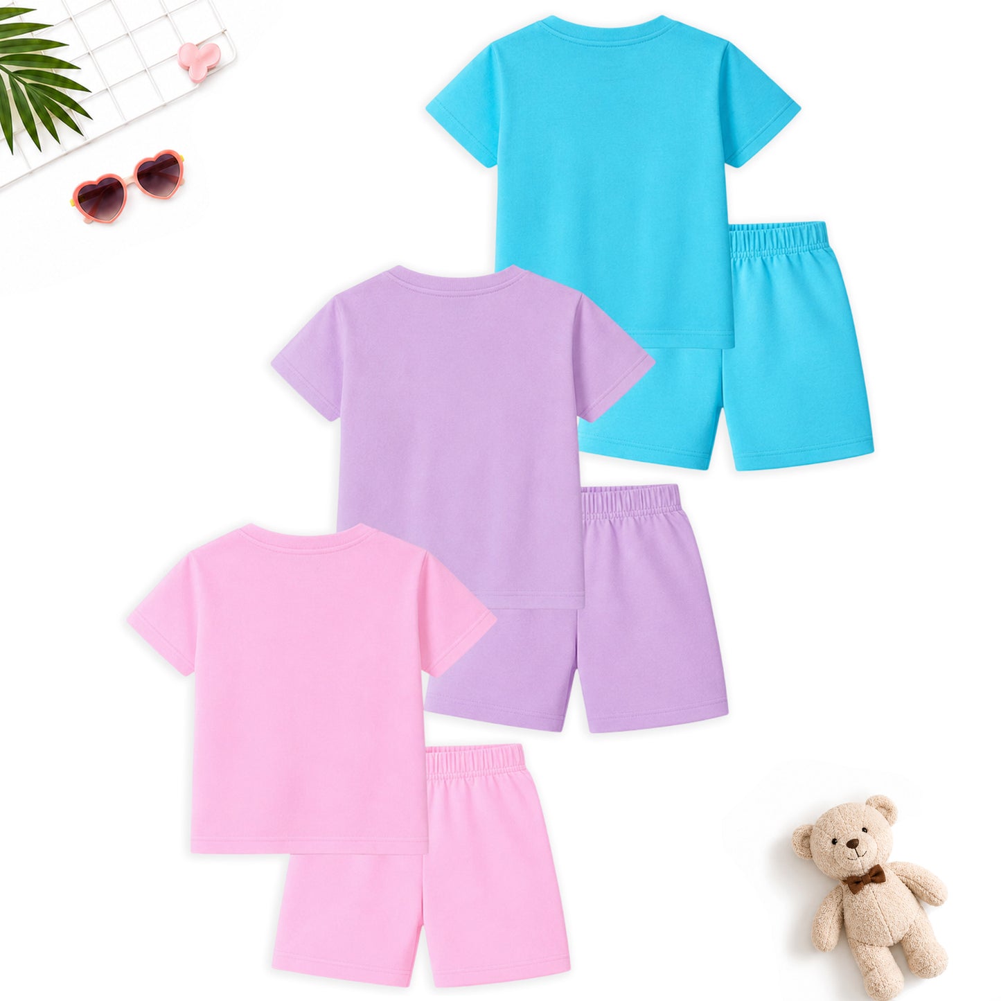 Kuchipoo © Disney Girls Regular Fit Cotton T-Shirts and Shorts Set - Pack of 3
