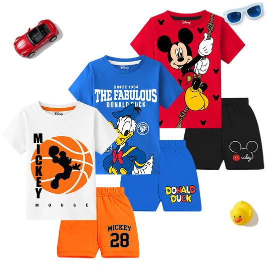 Kuchipoo © Disney Boys Regular Fit Cotton T-Shirts and Shorts Set - Pack of 3