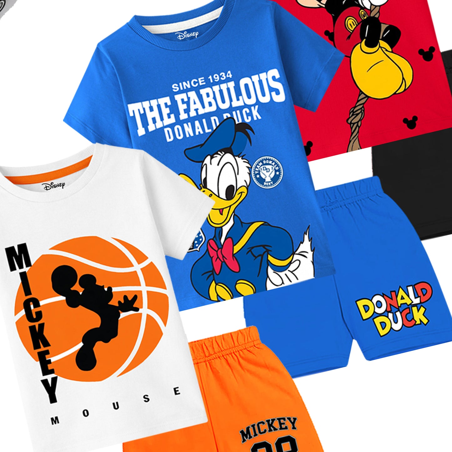 Kuchipoo © Disney Boys Regular Fit Cotton T-Shirts and Shorts Set - Pack of 3