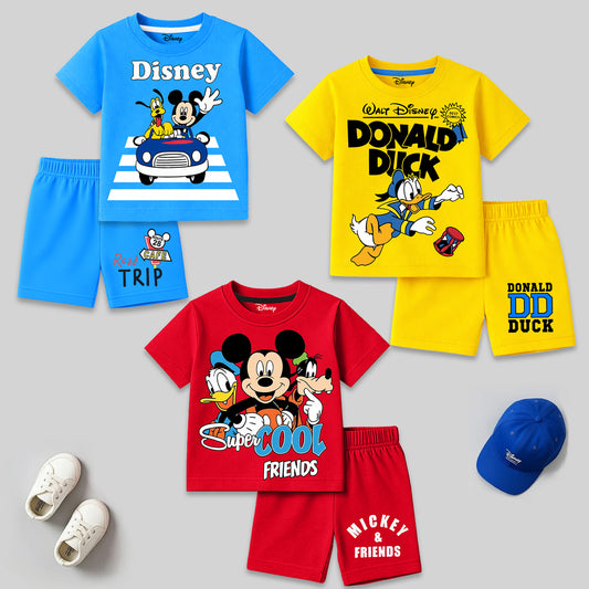 Kuchipoo © Disney Boys Regular Fit Cotton T-Shirts and Shorts Set - Pack of 3