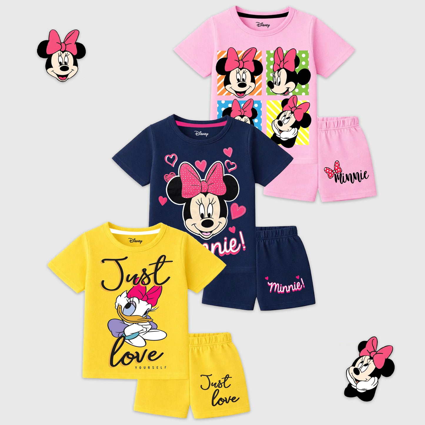 Kuchipoo © Disney Girls Regular Fit Cotton T-Shirts and Shorts Set - Pack of 3