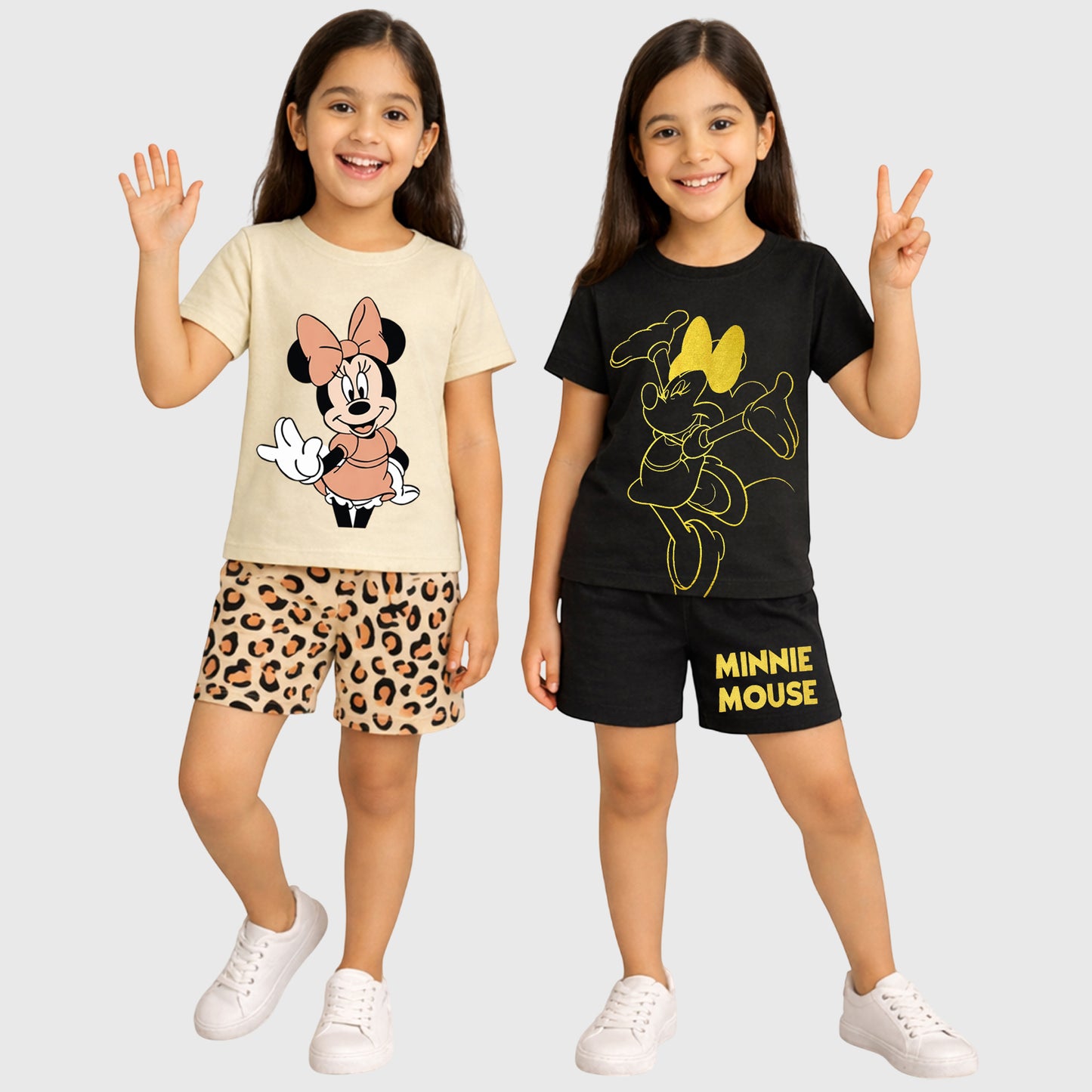 Kuchipoo © Disney Girls Regular Fit Cotton T-Shirts and Shorts Set - Pack of 2